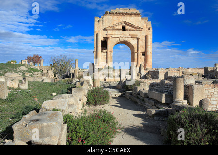 Arc de Trajan (116 AD), de Makthar, en Tunisie Banque D'Images