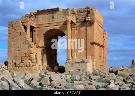 Arc romain, (195 AD), Haïdra, Tunisie, de Makthar Banque D'Images