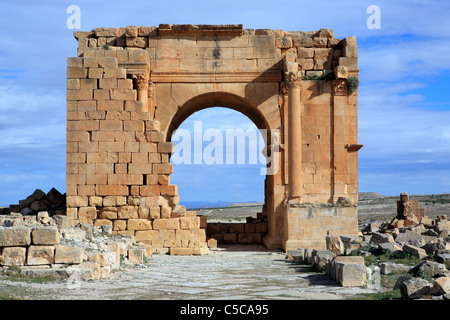 Arc romain, (195 AD), Haïdra, Tunisie, de Makthar Banque D'Images