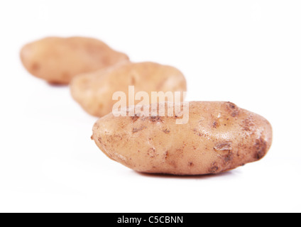 Anya les pommes de terre sur un fond blanc Banque D'Images