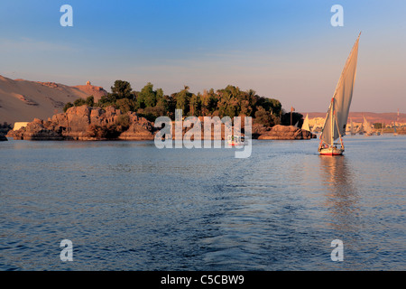 Felouques sur le Nil, Assouan, Egypte Banque D'Images