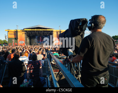 L'enregistrement d'un cameraman TV Bon Jovi concert rock. Banque D'Images