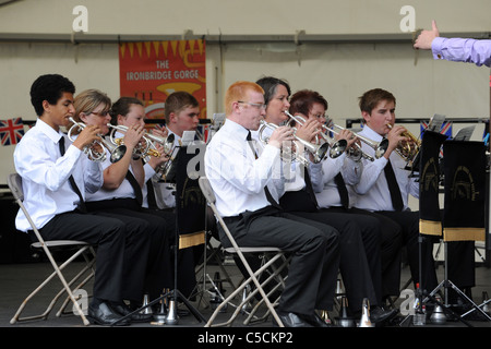 La gorge d'Ironbridge Brass Band Festival 2011 cornet et trompette de la ville de Newport Band Banque D'Images