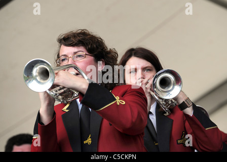La gorge d'Ironbridge Brass Band Festival 2011 acteurs cornet de l'Porthywaen Silver Band Banque D'Images
