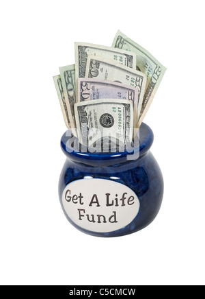 Get a Life fund pot plein d'argent sous forme de grosses coupures - chemin inclus Banque D'Images