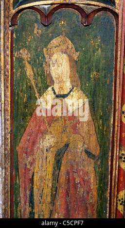 Gateley, Norfolk, jubé, détail de la Sainte Vierge 15e siècle anglais peintures peinture intérieur de l'église d'écrans Banque D'Images