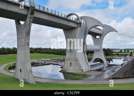 La roue Falkirk est un pont-bateau tournant dans le centre de l'Écosse, reliant le canal Forth et Clyde au canal Union, en Écosse, au Royaume-Uni, en Europe Banque D'Images