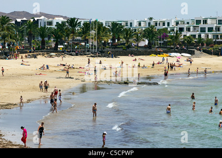La plage de Costa Teguise - Lanzarote - Iles Canaries Banque D'Images