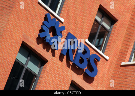 Le logo de la banque RBS, Brindley Place, Birmingham, Angleterre, RU Banque D'Images