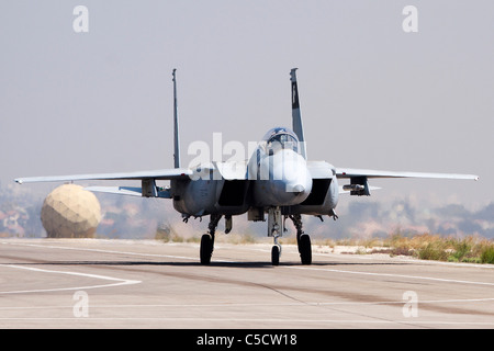 De l'air israélienne F-15C Fighter jet landing Banque D'Images