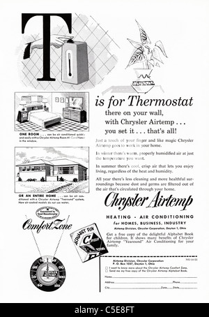 Annonce des années 1950 dans le magazine américain advertising CHRYSLER AIRTEMP THERMOSTAT Banque D'Images