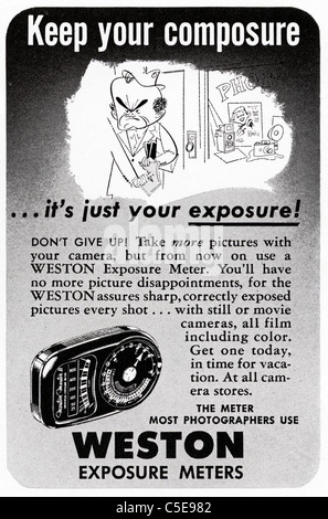 Annonce dans des années 1950, le magazine américain advertising POSEMÈTRES WESTON Banque D'Images