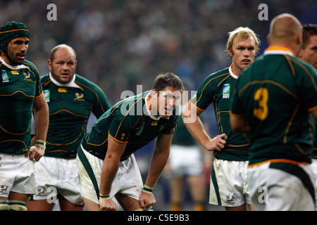 L'équipe de l'Afrique du Sud Rugby World Cup 2007 AFRIQUE DU SUD v argentine semi finale Stade de France dimanche 14 septembre 07 Banque D'Images