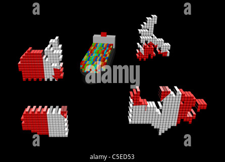 Navire et conteneurs Canada carte drapeau séparant illustration Banque D'Images