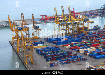 Port de conteneurs de Barcelone, en Catalogne, Espagne Banque D'Images