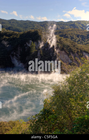 Les roches de la cathédrale, la Vallée volcanique de Waimangu, Rotorua, île du Nord, Nouvelle-Zélande Banque D'Images