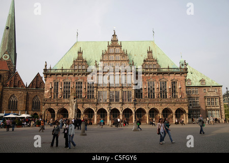 Hôtel de ville et la place du marché de Brême - Brême, Allemagne, Ville hanséatique libre de Brême, Allemagne Banque D'Images