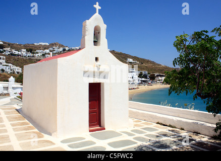 Agios Stefanos Eglise Grecque Orthodoxe grecque de l'Île Chapelle Cyclades Mykonos Grèce UE Union Européenne Europe Banque D'Images