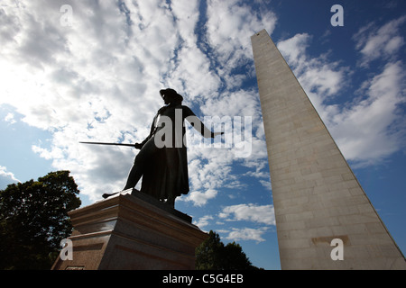 Statue du Colonel William Prescott, Bunker Hill Monument, Boston, Massachusetts Banque D'Images