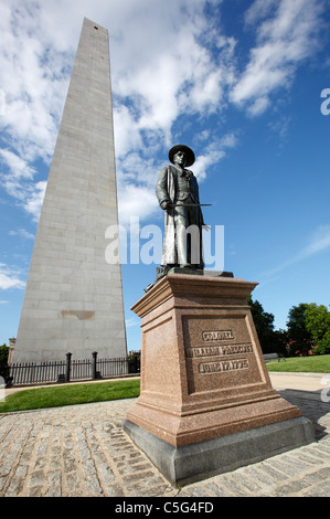 Statue du Colonel William Prescott, Bunker Hill Monument, Boston, Massachusetts Banque D'Images