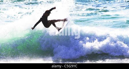 Surfez, Hossegor, France, surfer, vague, cut-back Banque D'Images