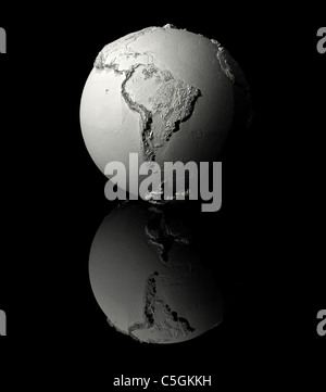 Modèle réaliste de la planète terre sur fond noir, l'Amérique du Sud, 3D render Banque D'Images