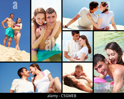 Collage d'images faites avec jeune couple Banque D'Images