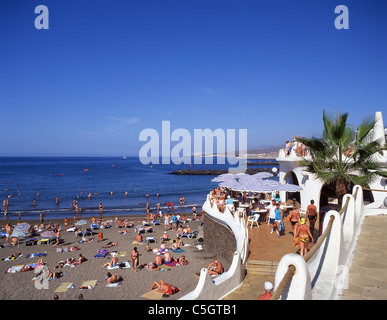 Restaurant en plein air, Playa Las Cuevitas, Playa de las Americas, Tenerife, Canaries, Espagne Banque D'Images