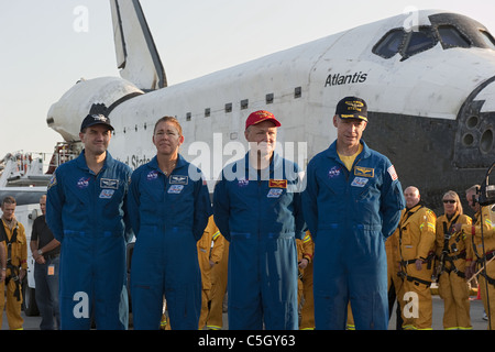 L'équipage de la navette spatiale Atlantis mission finale Banque D'Images