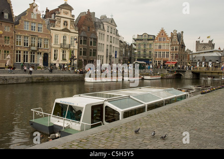 Excursion en bateau sur thei Graslei Gand Belgique Banque D'Images