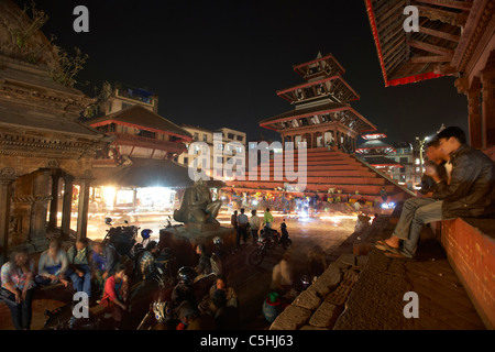 Nuit dans Durbar Square, Katmandou, Népal Banque D'Images