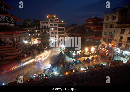 Nuit dans Durbar Square, Katmandou, Népal Banque D'Images