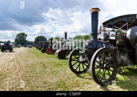 Ligne de moteurs de traction à vapeur d'époque à Woodcote Rally, Woodcote, Reading, Berkshire, Angleterre Banque D'Images