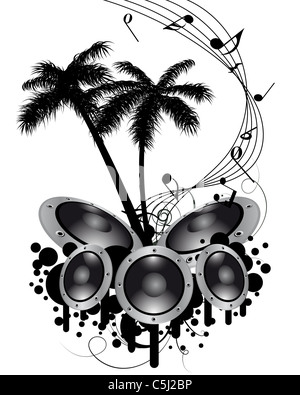 Grunge Tropical music background with copy space Banque D'Images