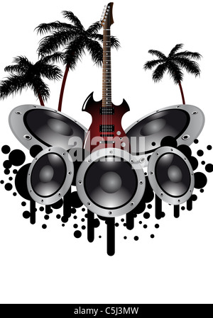 Grunge Tropical music background with copy space Banque D'Images