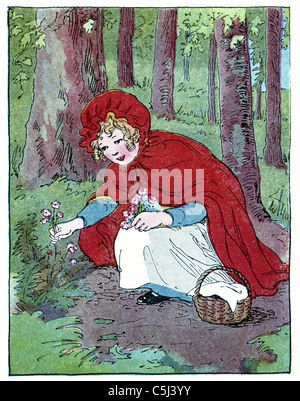 Le Petit Chaperon Rouge Livre Ancien Illustration Banque D'Images