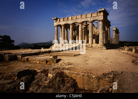 Le Temple d'Aphaia sur l'île d'Egine, Grèce Banque D'Images