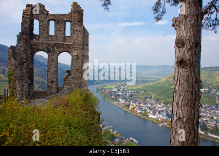 Ruine, Grevenburg ueber Traben-Trarbach, Mosel, ruine, Grevenburg, Greven château, au-dessus, Traben-Trarbach, Moselle Banque D'Images