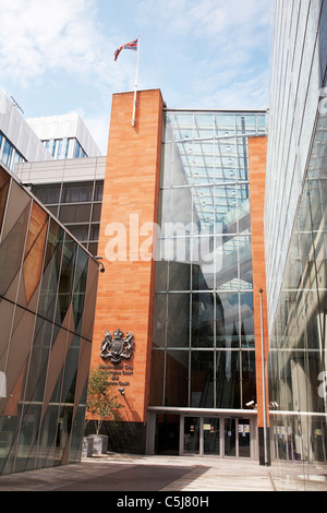 Entrée de la Cour des magistrats de Manchester City et les coroners, Spinningfields, Manchester UK Banque D'Images