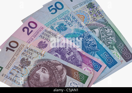 Detailansicht von Polnischer Zloty | photo de détail différents Zloty polonais Banque D'Images