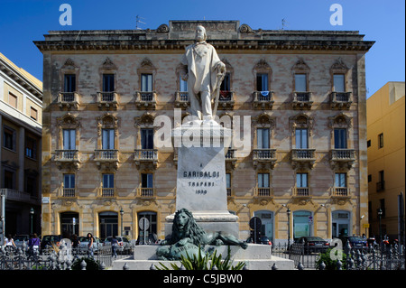 Ancien Grand Hôtel à Piazza Garibaldi à Trapani, Sicile, Italie Banque D'Images