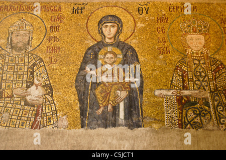 La mosaïque dans le musée Sainte-Sophie, Istanbul, Turquie Banque D'Images