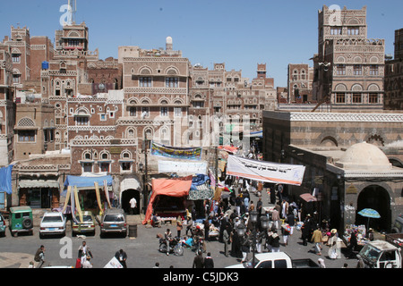 Vieille Ville, Sanaa, Yémen, maisons Banque D'Images