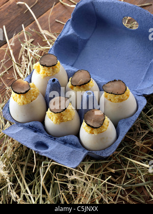 Canard brouillés aux truffes tranches Banque D'Images