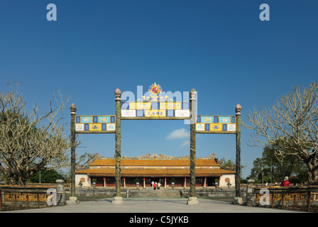 L'Asie, Vietnam, Hue. Salle de l'harmonie suprême ou le Palais Thai Hoa. Désigné site du patrimoine mondial de l'UNESCO en 1993, Hué est Banque D'Images