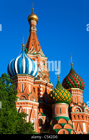 Les dômes de la cathédrale Saint-Basile (Pokrovsky Cathédrale) à Moscou. Banque D'Images