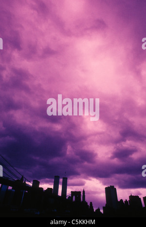 Broklyn Bridge et le lower Manhattan, Brooklyn NY Banque D'Images