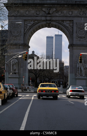 Washington Sq Park et de l'Organisation mondiale du commerce Tours, NYC Banque D'Images