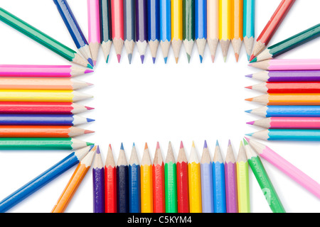 Crayons de couleur rectangle Banque D'Images