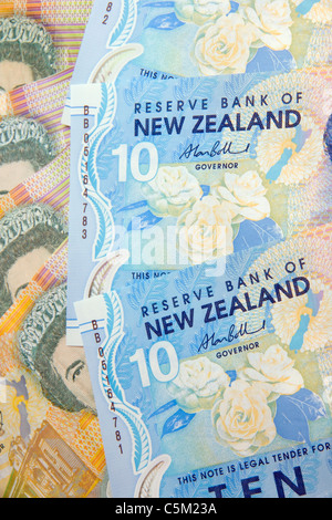 La monnaie de la Nouvelle-Zélande, de dollars, des dizaines et des années 20 Banque D'Images
